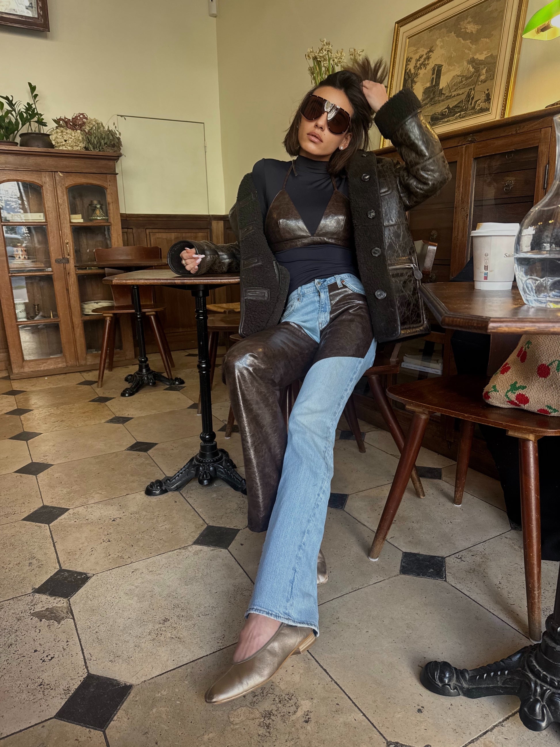 Leather Bra-model